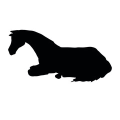 Sticker - Vector hand drawn laying horse silhouette isolated on white background