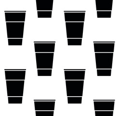 Wall Mural - Vector seamless pattern of flat black disposable cup isolated on white background