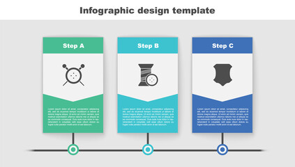 Poster - Set Sewing button and knitting needles, thread and Leather. Business infographic template. Vector