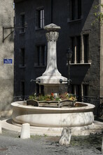 Fountain In The Old Town Of Geneve, Switzerland
