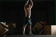 © qunica.com - High contrast photo of a healthy fitness guy doing workout using a kettlebell