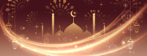 eid mubarak beautiful lights banner design