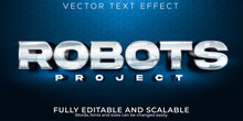 Editable Text Effect, Metallic Robot Text Style