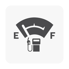 Wall Mural - Fuel gauge vector icon. Measurement tool, equipment or instrument for car vehicle dashboard panel to indicator level, full or empty of power and energy in tank i.e. petrol, gas, gasoline and diesel.