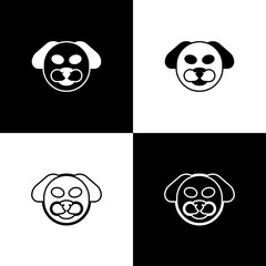 Sticker - Set Dog icon isolated on black and white background. Vector