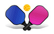 Pickleball with a ball and a rackets for playing. Vector illustration