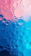 © Serenkonata - oil with bubbles on vibrant blue turquoise and pink background. Abstract space background. Soft selective focus. macro of oil drops on transparent gel surface. copy space. air bubbles in water,