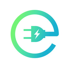 E Plug Electric Icon, Power Charging Sign, Eco Energy Concept, Vector Illustration