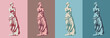 Statue of Venus de Milo (goddess of love) in four colors. Styling and separation into light and shadow. Vector illustration, EPS 10. The concept of classical sculpture in the style of pop art.Isolated