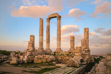 Temple Of Hercules Located On Amman Citadel In Amman, Jordan