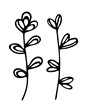 Doodle abstract herbs. Hand drawn floral elements.  Fantasy field herbs. Black outlines isolated on a white background. Botanical elements for design. Vector stock illustration. 