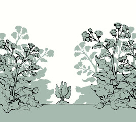 Canvas Print - Weeds in the garden. Vector drawing