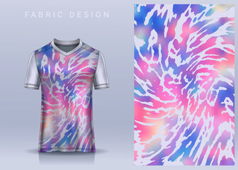 Fabric textile geometric design for Sport t-shirt, Soccer jersey mockup for football club. uniform front view.