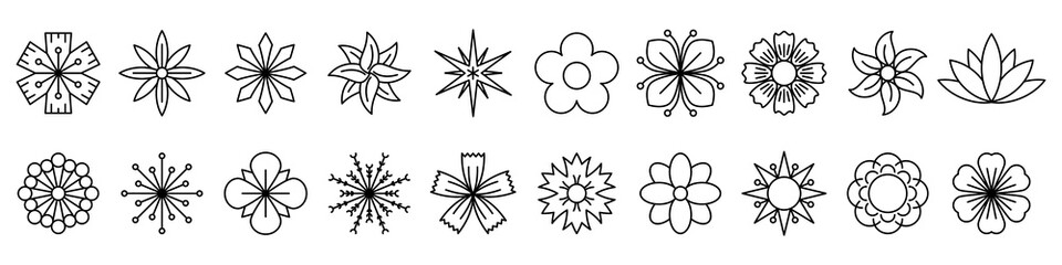Wall Mural - flower icon. set of linear flower icons. vector illustration.