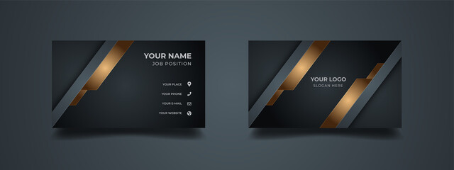 Wall Mural - luxury business card design. abstract elegant and modern shape with golden in dark background. vecto