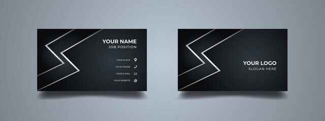 Wall Mural - modern business card with silver metallic lines. abstract business background dynamic concept. vecto