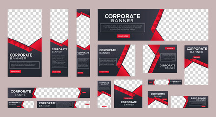 Abstract banner design web template Set, Horizontal header web banner. Modern Gradient red cover header background for website design, Social Media Cover ads banner, flyer, invitation card