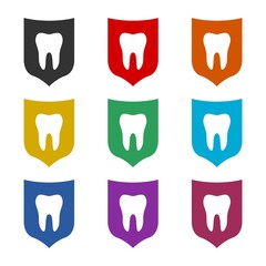 Sticker - Dental protection icon isolated on white background color set