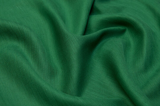 Wall Mural -  - Green Abstract background. Green linen fabric texture, background. Green fabric.