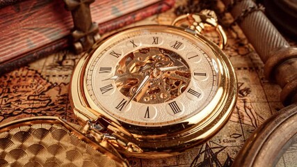 Wall Mural - Vintage pocket watch. Vintage background Concept of time history.