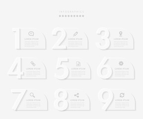 Wall Mural - vector elegant simple refined style infographic design ui template 9 number labels and icons