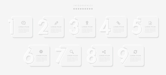 Wall Mural - vector elegant simple refined style infographic design ui template 9 number labels and icons