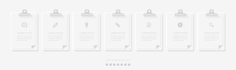Wall Mural - vector elegant simple refined style infographic design ui template clipboard paper template labels a