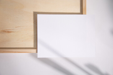 mockup paper card on wood