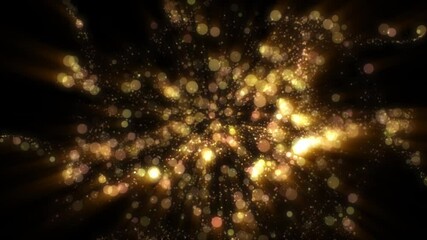Wall Mural - 4k abstract motion background animation shining gold particles rotating and fluctuating in space sea