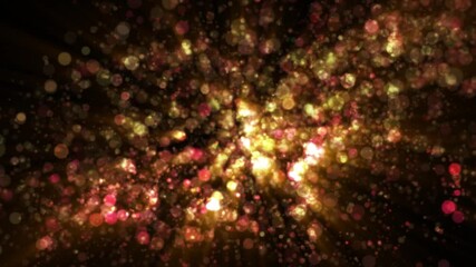 Wall Mural - 4k abstract motion background animation shining gold particles rotating and fluctuating in space sea