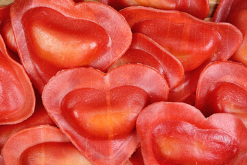 Poster - Red heart ravioli with cherry tomato and mozzarella