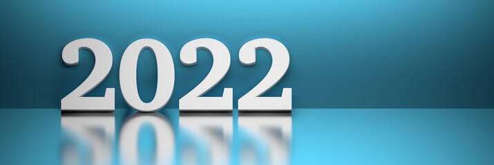 Wide banner with large bold year 2022 numbers on blue background