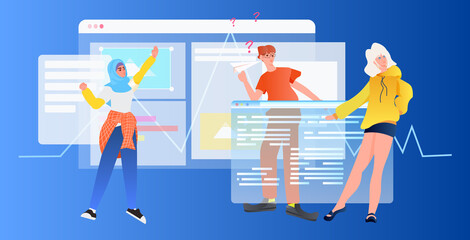 developers team creating website ui interface web application development program software optimization