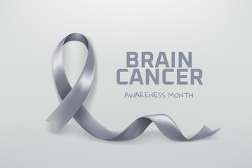 Aufkleber - Brain Cancer Awareness month symbol. Grey awareness ribbon