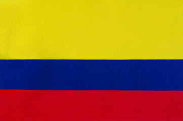 fabric of the national flag of Colombia close-up