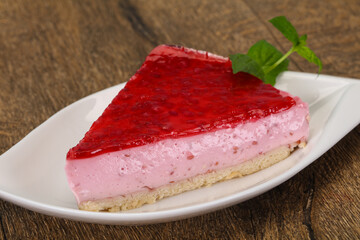 Wall Mural - Soft Raspberry cheesecake served mint