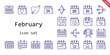 © NinjaStudio - february icon set. line icon style. february related icons such as calendar, cupid, valentines day,