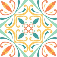 Tile seamless pattern design. With colourful motifs background.