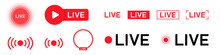 Set Of Isolated Icons For Streaming, Live Broadcast, Blog, Television, Shows, Live Performances, News And Various Video Content. Vector Illustration