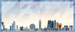 Abu Dhabi skyline vector colorful poster on beautiful triangular texture background