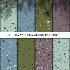 Wall Mural - set of terrazzo style seamless patterns. premium vector