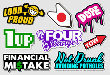 japanese car decals, and stickers in vector format