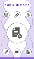 Poster - simple business editable infographic template with icons of Billfold, Newspaper, Fishbone, Reel, Document, Artificial intelligence, File