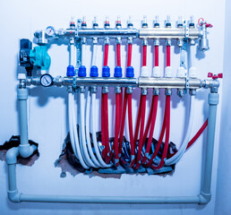 Wall Mural - Pump for a water underfloor heating system at home