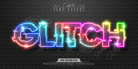 glitch text, neon style editable text effect