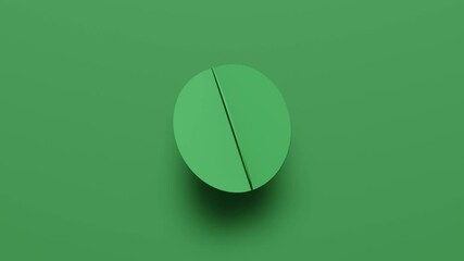 Wall Mural - 3d rendering green geometric shape rotates in random direction. abstract simple seamless loop animat