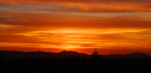 Sunset over peruvian desert near Ariquipa Peru