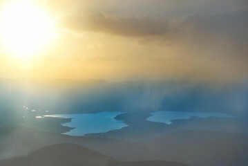Wall Mural - sunset above lake, sunset landscape