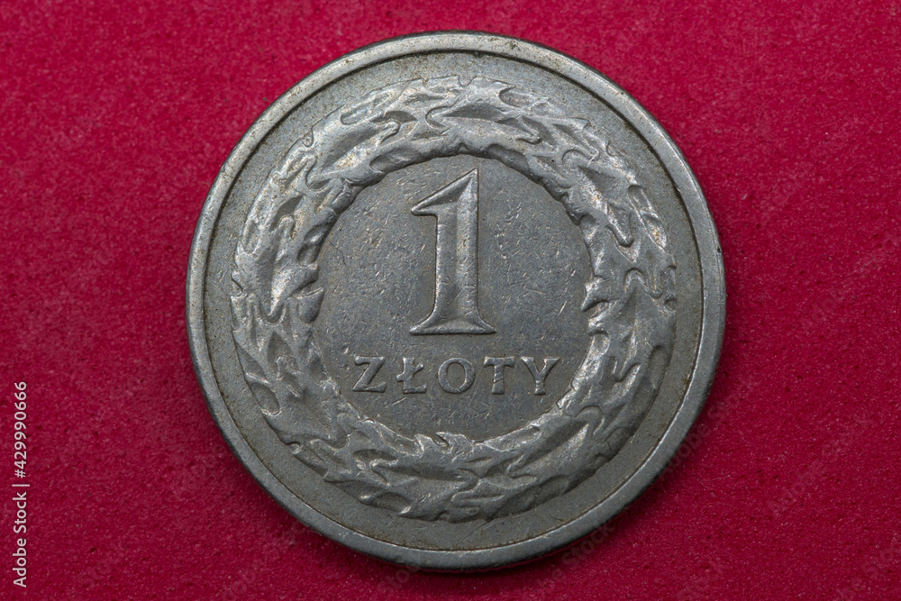 moneta bilon polska 1 złoty kolor srebrny - obrazy, fototapety, plakaty 