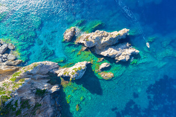 Paleokastritsa bay on Corfu island, Ionian archipelago, Greece